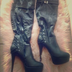 Black knee high boots